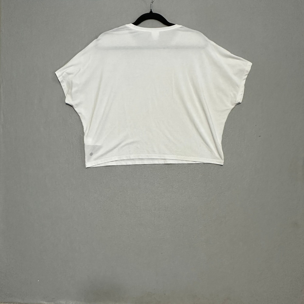 Athleta Zephyr Crop Tee White Relaxed Short Sleeve Boxy T-Shirt 891898-01 Medium - Picture 3 of 8